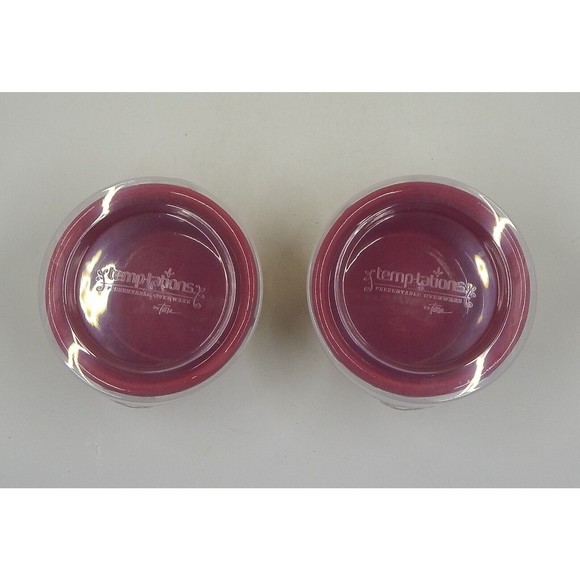 Temp-tations by Tara Old World Basket Weave Red Round Ramekins 6 oz Set of 2 - Picture 8 of 9